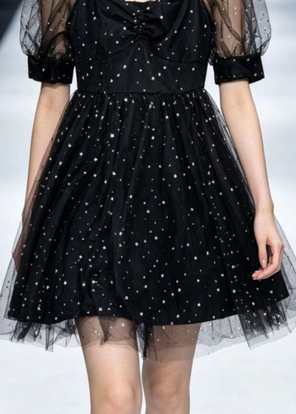 Women's Mid Dress Square Collar Patchwork Short Sleeve 4