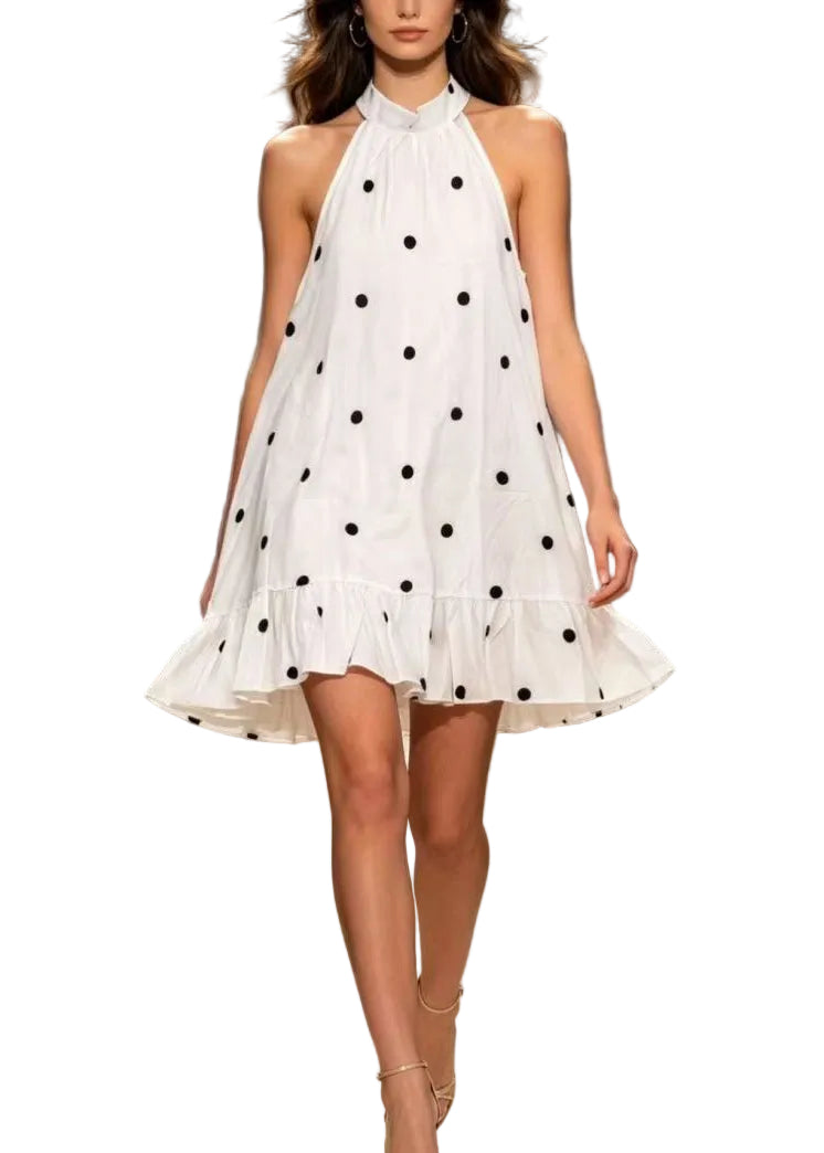 Women's Mid Dress Stand Collar Ruffled Summer Style 0