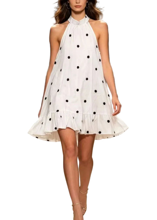 Women's Mid Dress Stand Collar Ruffled Summer Style 0