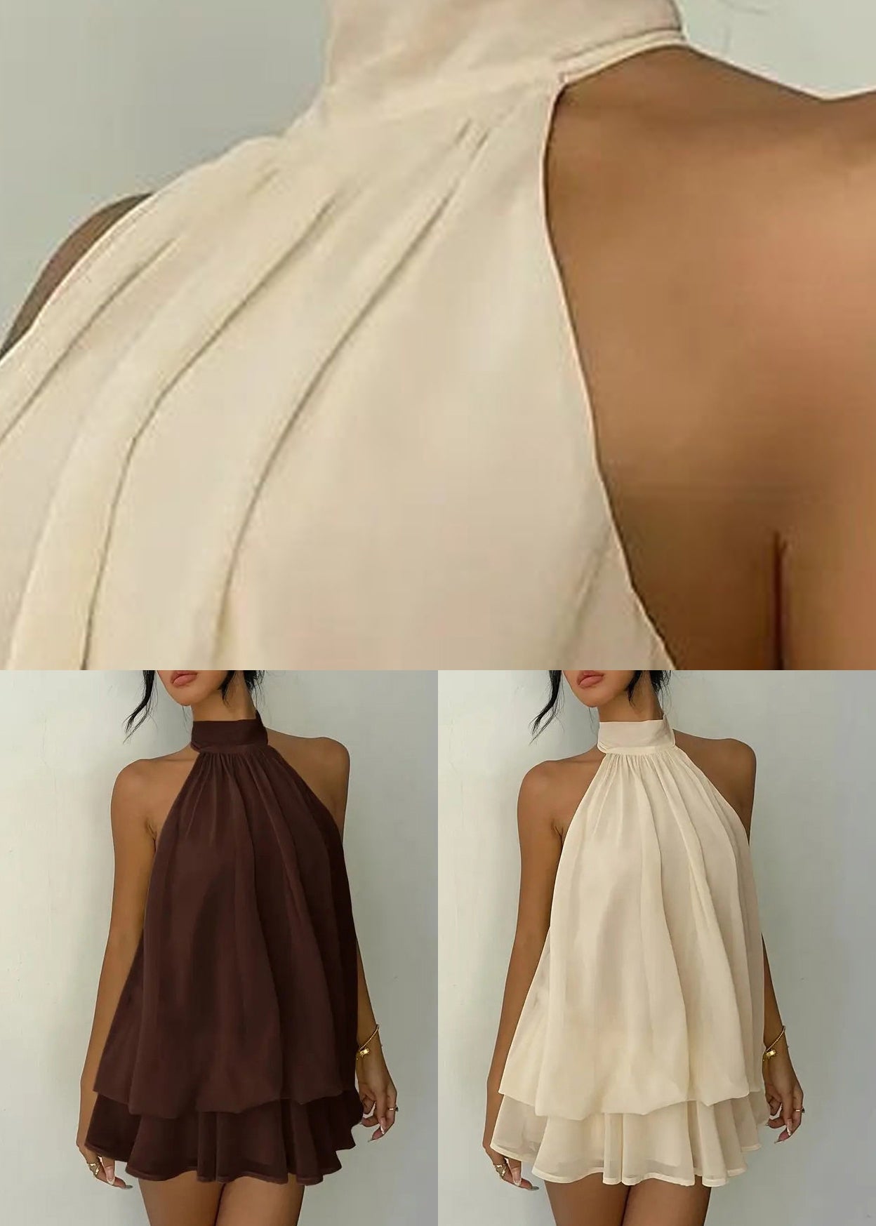 Women's Mid Dress Turtleneck Patchwork Style 4