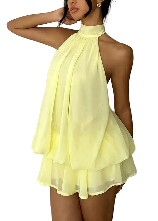 Women's Mid Dress Turtleneck Sleeveless Solid Style 0
