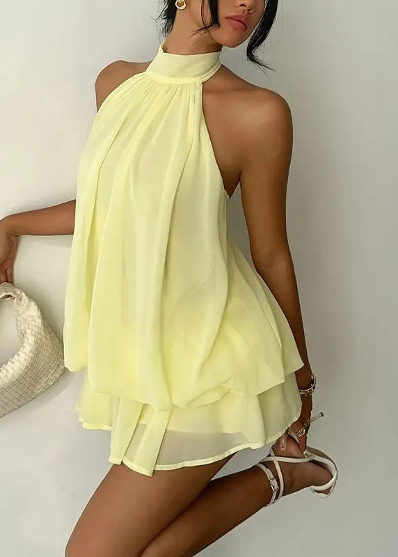 Women's Mid Dress Turtleneck Sleeveless Solid Style 2