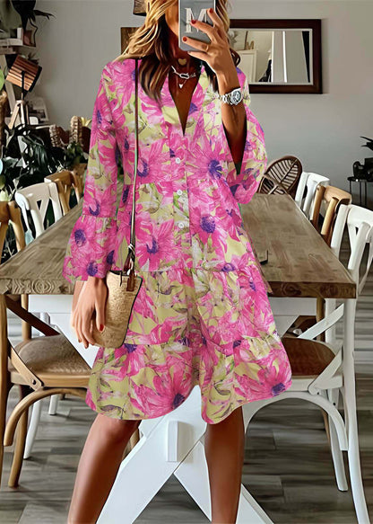 Women's Mid Dress V Neck Flare Sleeve Summer Style 1