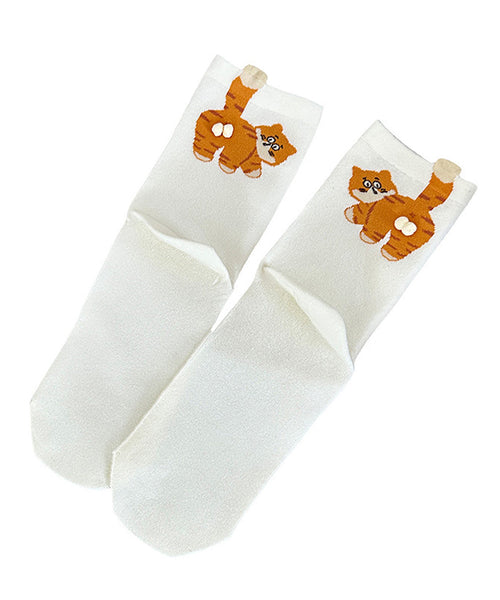 Women's Mid Socks Japanese Style Cat Design 4