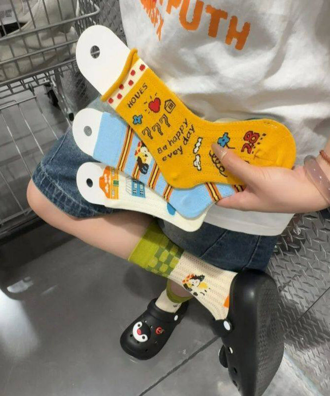 Women's Mid Tube Socks Cartoon Pattern 0