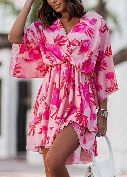 Women's Mini Dress Batwing Sleeve Printed 1