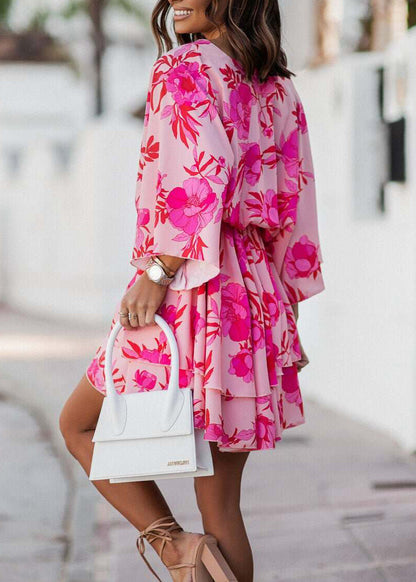Women's Mini Dress Batwing Sleeve Printed 3