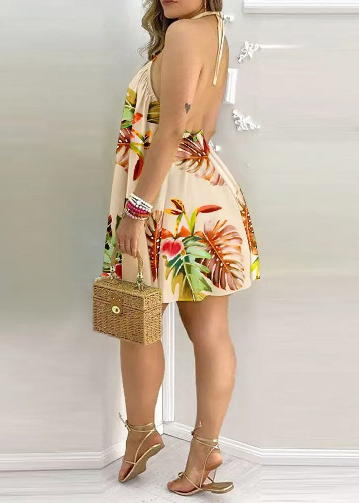 Women's Mini Dress Halter Backless Printed Summer Style 3