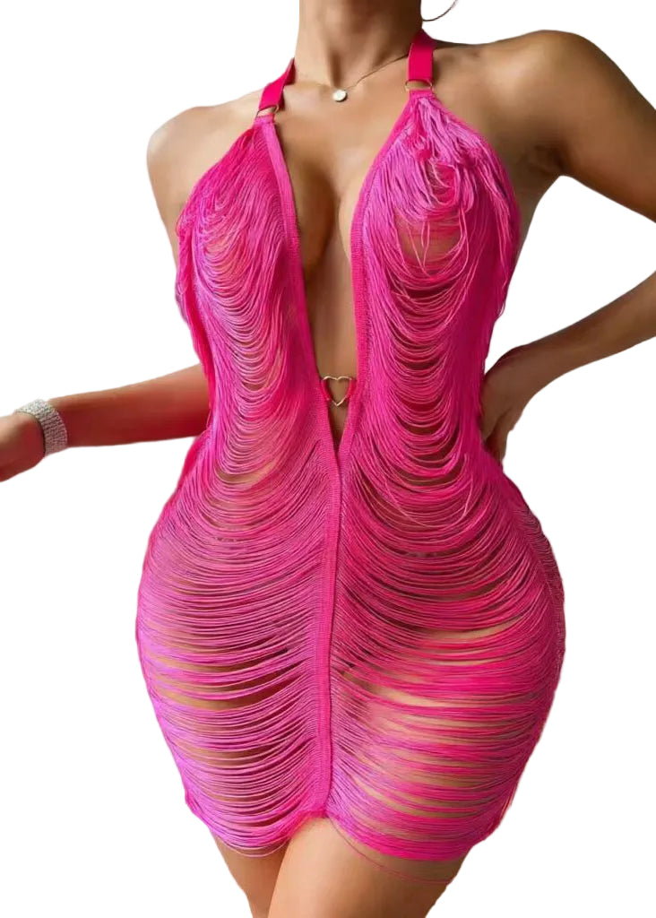 Women's Mini Dress Halter Cut-Out Summer Style 0