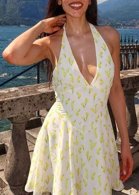 Women's Mini Dress Halter V Neck Sleeveless 2