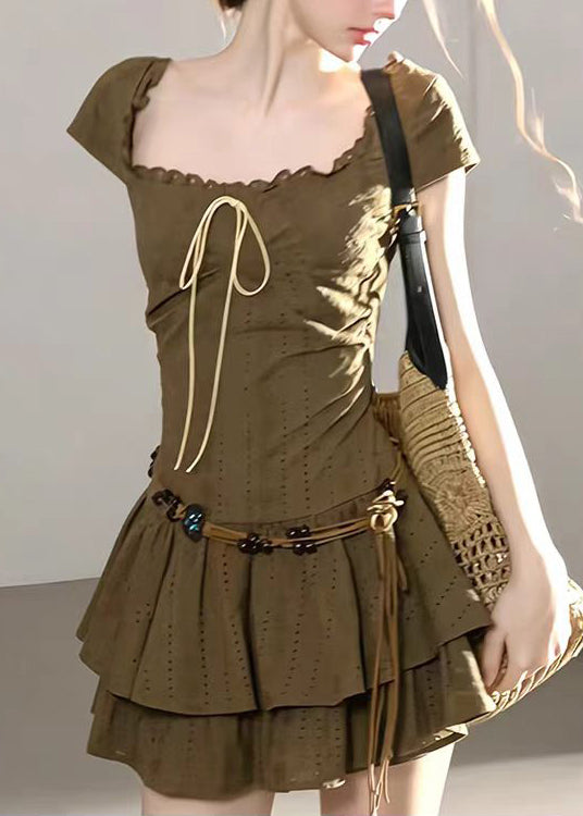 Women's Mini Dress Layered Square Collar Short Sleeve 3