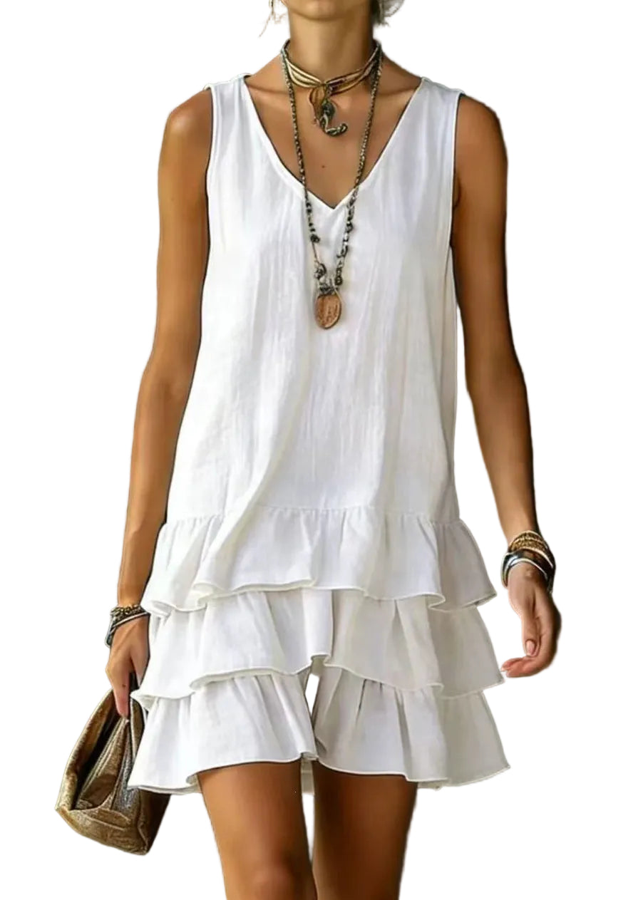 Women's Mini Dress Layered V Neck Sleeveless 0