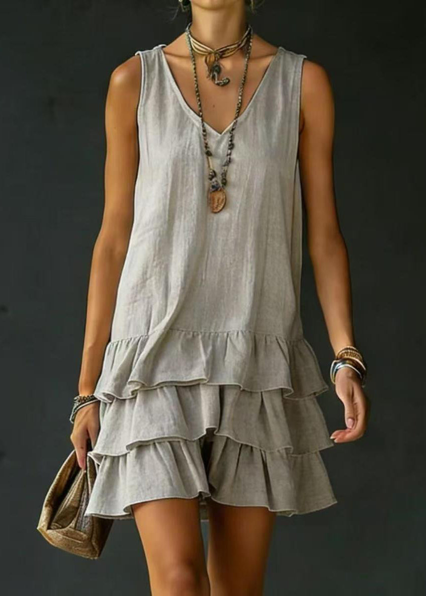 Women's Mini Dress Layered V Neck Sleeveless 1