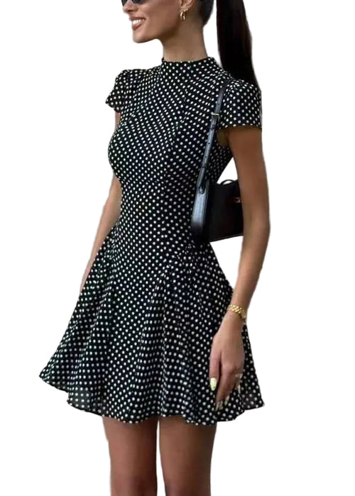 Women's Mini Dress Modern Dot Pattern Short Sleeve 0