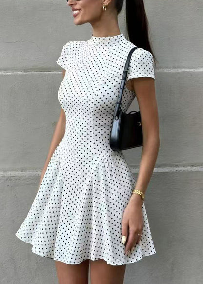 Women's Mini Dress Modern Dot Pattern Short Sleeve 1