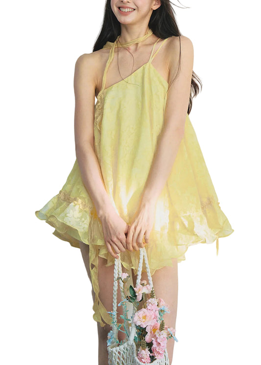 Women's Mini Dress One Shoulder Ruffled Summer Style 1