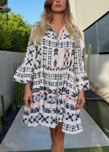 Women's Mini Dress Oversized Print Bracelet Sleeve 2