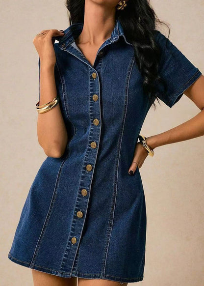 Women's Mini Dress Peter Pan Collar Tie Waist Short Sleeve 2