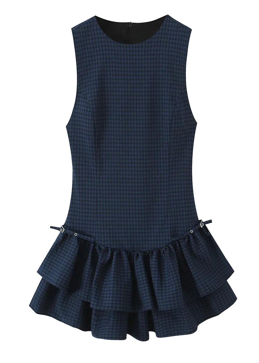 Women's Mini Dress Plaid Layered Summer Style 3