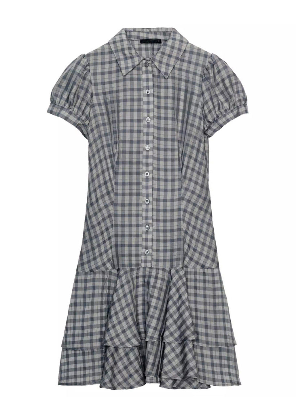 Women's Mini Dress Plaid Peter Pan Collar Short Sleeve 3
