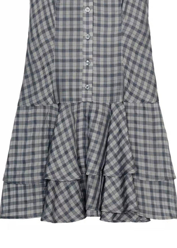Women's Mini Dress Plaid Peter Pan Collar Short Sleeve 4