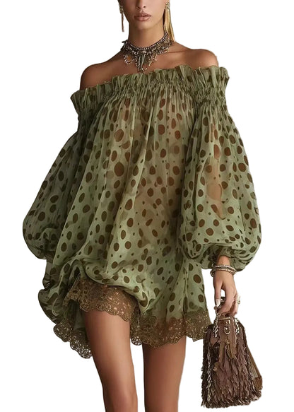 Women's Mini Dress Slash Neck Patchwork Lace 0