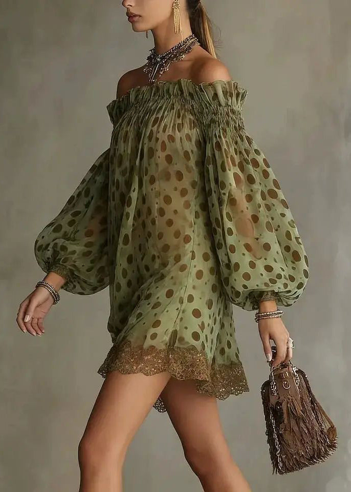 Women's Mini Dress Slash Neck Patchwork Lace 1