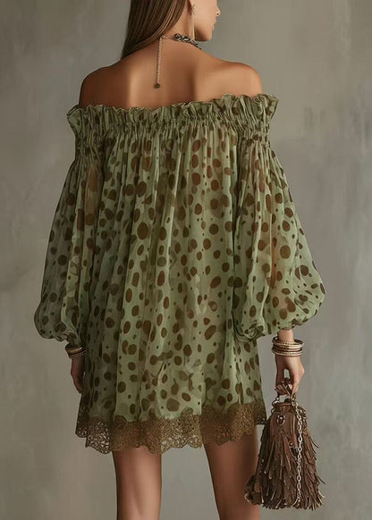 Women's Mini Dress Slash Neck Patchwork Lace 2
