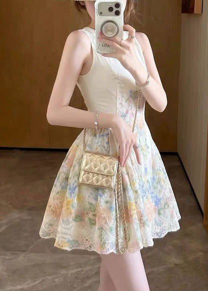 Women's Mini Dress Sleeveless Embroidered O Neck 2