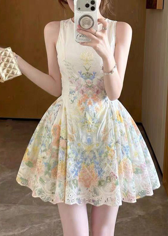Women's Mini Dress Sleeveless Embroidered O Neck 3