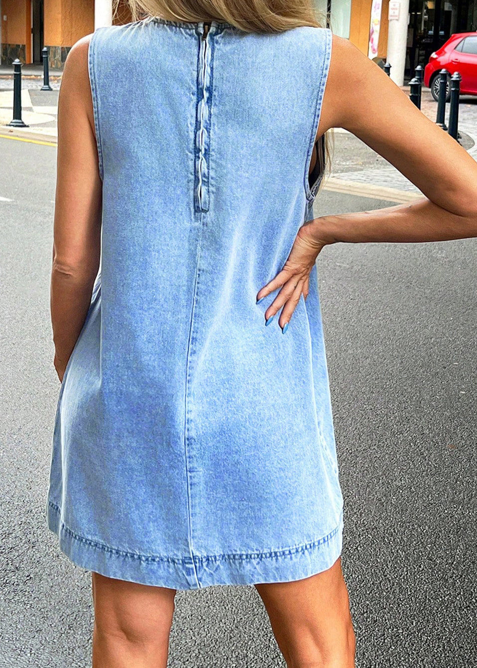 Women's Mini Dress Sleeveless O-Neck Casual Style 4