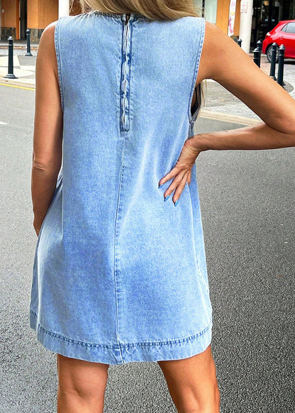 Women's Mini Dress Sleeveless O-Neck Casual Style 4