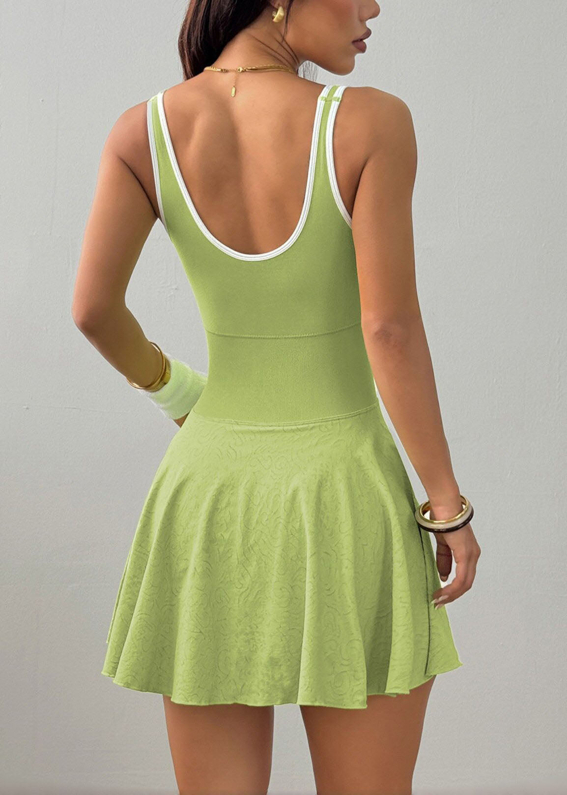 Women's Mini Dress Sleeveless U Neck with Built-In Shorts and Pockets 4