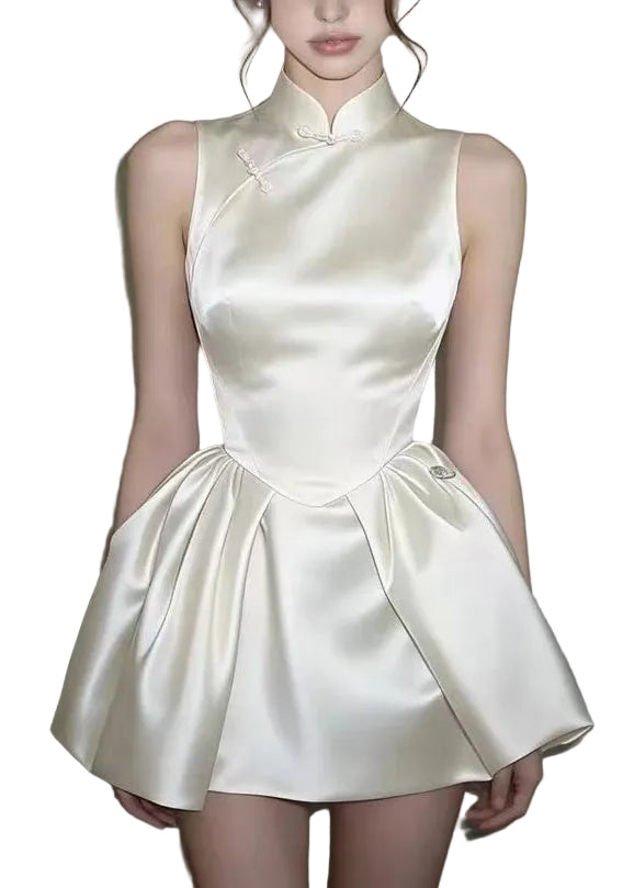 Women's Mini Dress Stand Collar Sleeveless 0