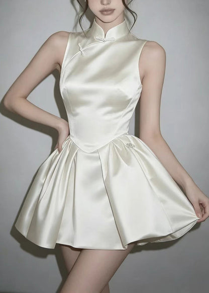 Women's Mini Dress Stand Collar Sleeveless 1