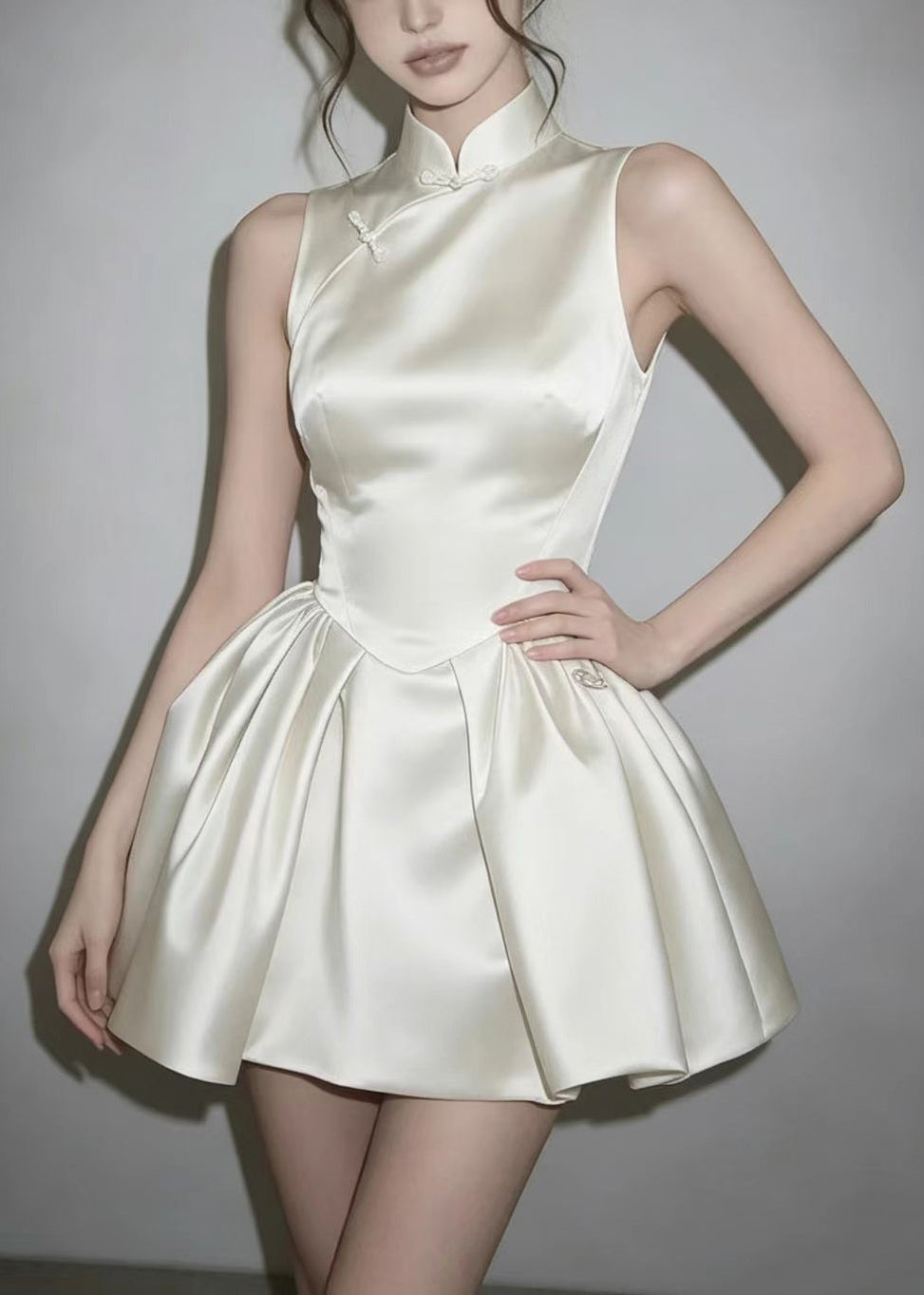 Women's Mini Dress Stand Collar Sleeveless 2