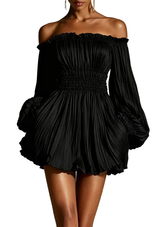 Women's Mini Dress Strapless Puff Sleeve 0