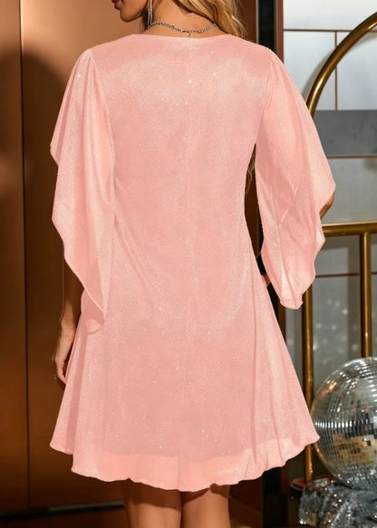 Women's Mini Dress V Neck Cloak Sleeves 2