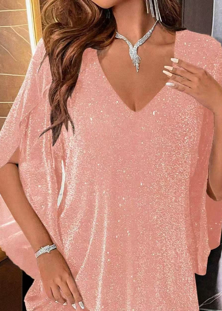 Women's Mini Dress V Neck Cloak Sleeves 3