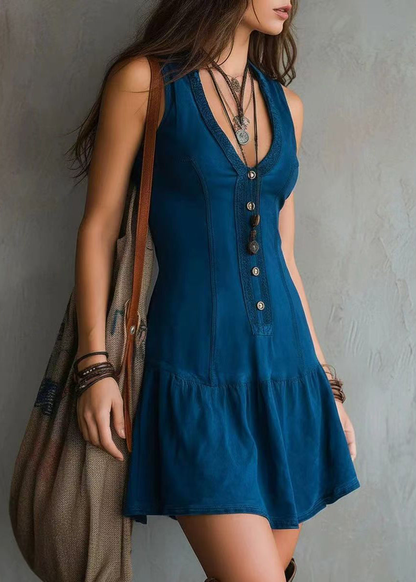 Women's Mini Dress Vintage Style Button Front 1