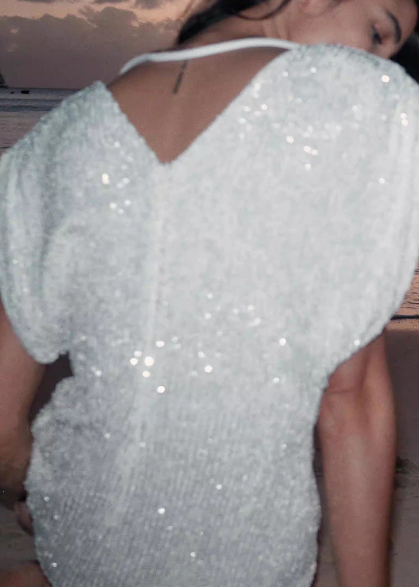 Women's Mini Dress Wrapped Style with Sequins 2