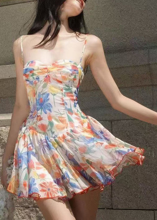 Women's Mini Dress Wrinkled Print Summer Style 0