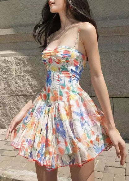 Women's Mini Dress Wrinkled Print Summer Style 4