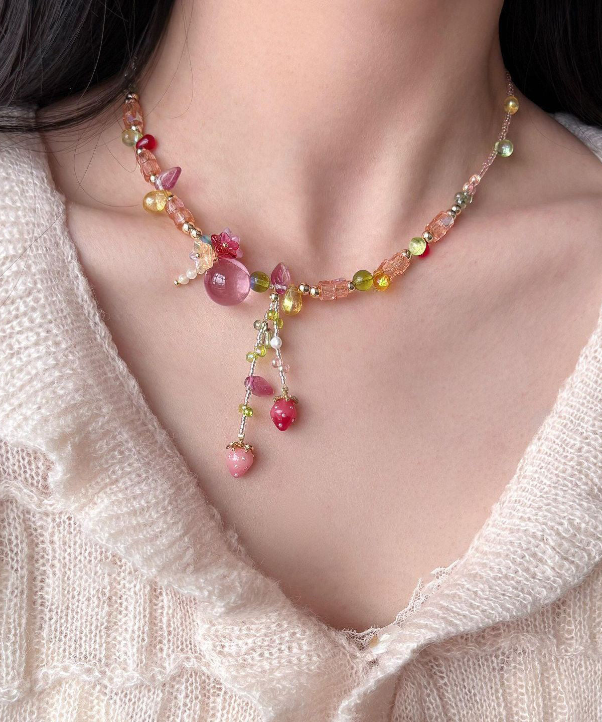 Women's Necklace Asymmetrical Beading Tassel Design 2