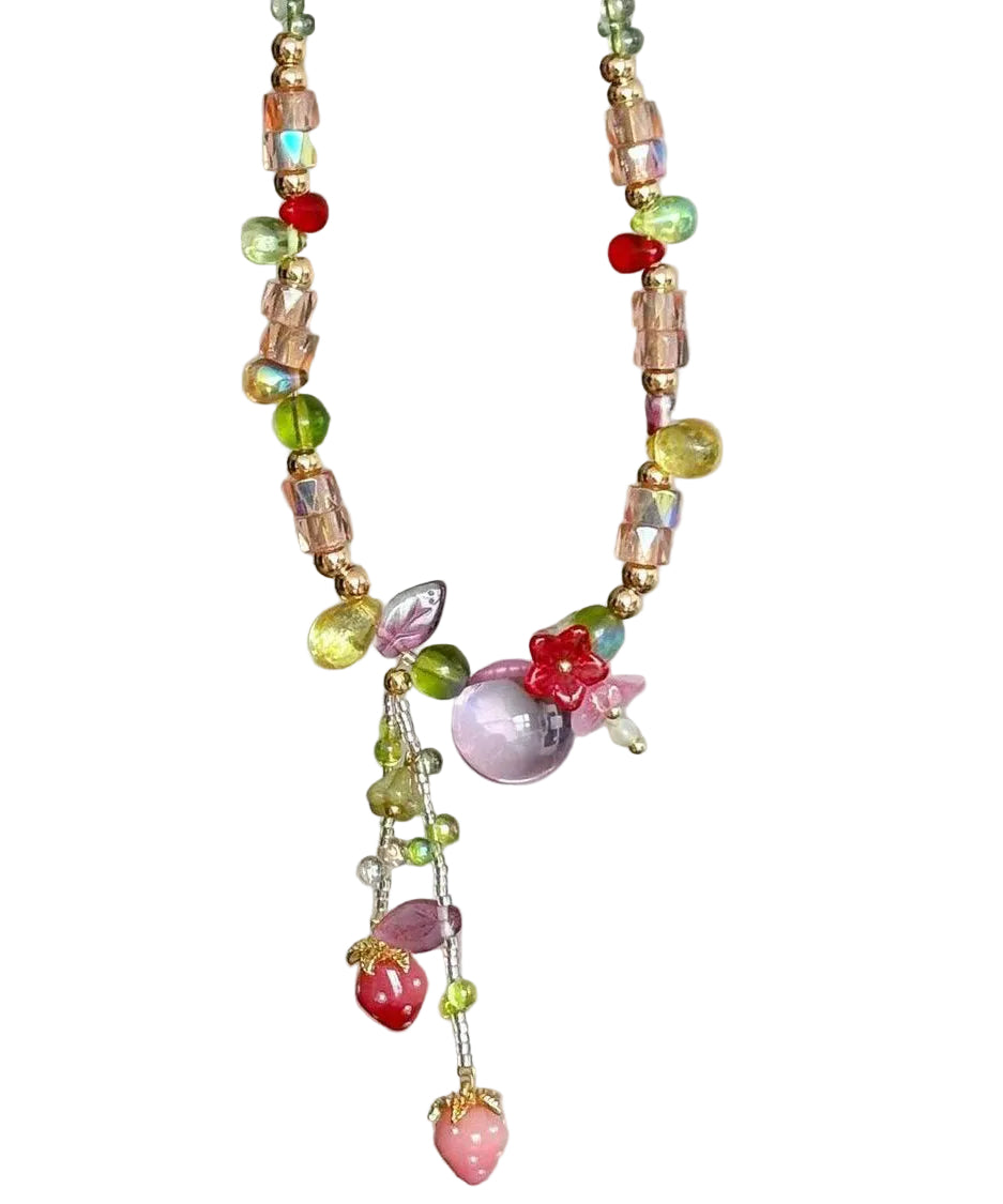 Women's Necklace Asymmetrical Beading Tassel Design 4