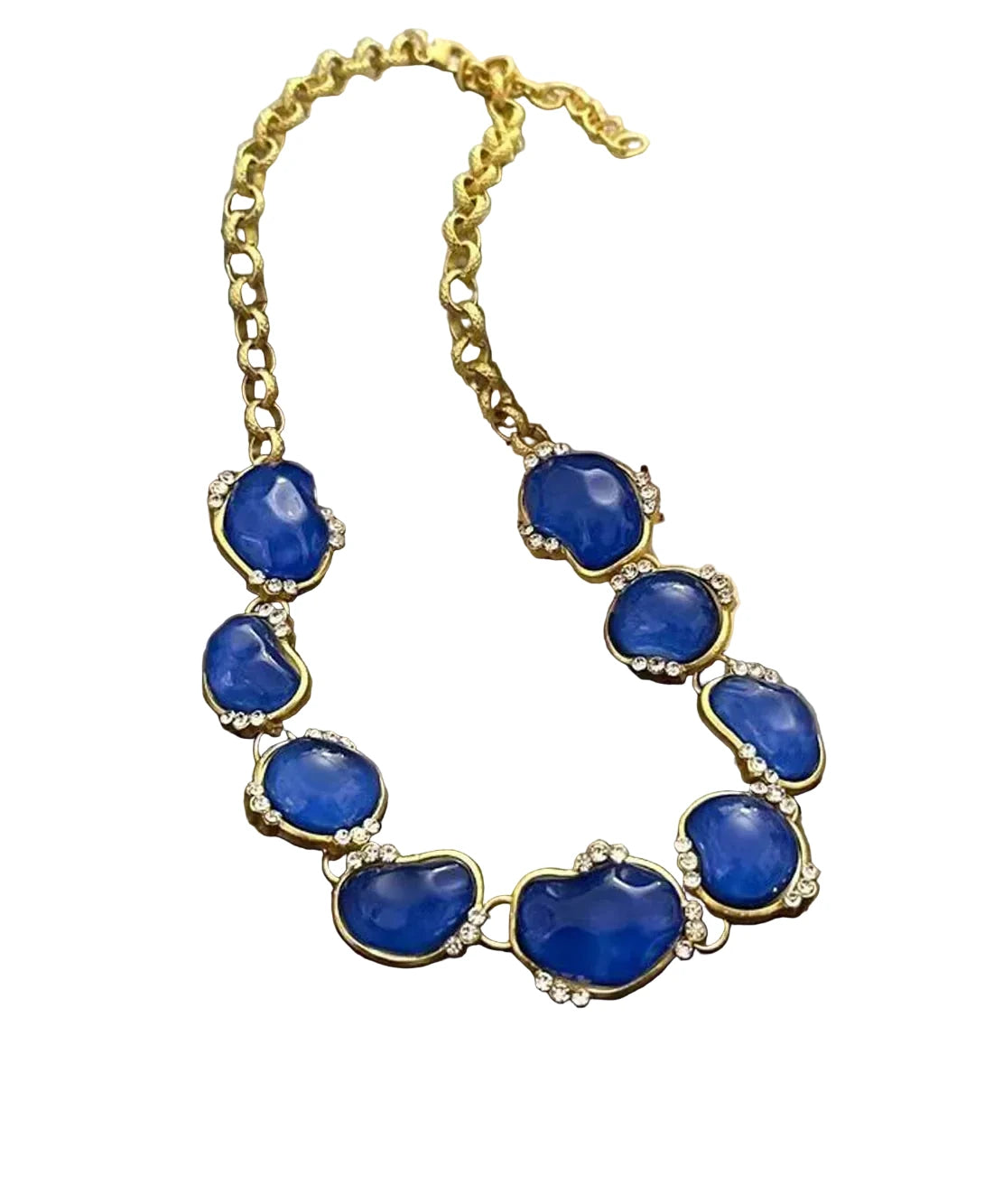 Women's Necklace Vintage Style Blue Gemstone Design 1