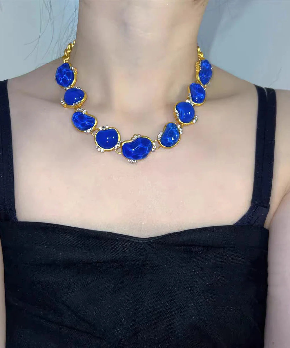 Women's Necklace Vintage Style Blue Gemstone Design 2