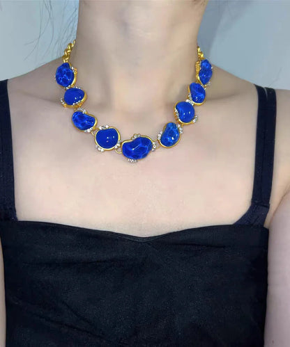 Women's Necklace Vintage Style Blue Gemstone Design 2