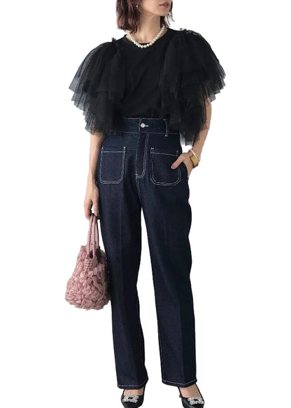 Women's O-Neck Patchwork Tulle Shirt Summer Style 2