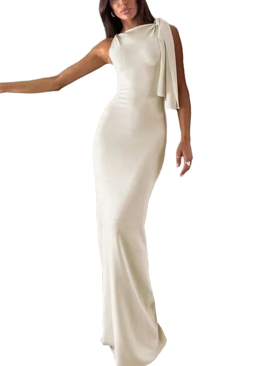 Women's One-Shoulder Ankle Dress Lace-Up Summer Cocktail Dress 0